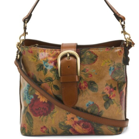 Patricia Nash Irving Bucket Handbag Leath Distressed Vintage Victorian Garden - Picture 2 of 16